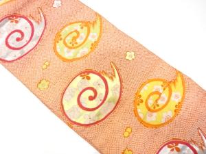 アンティーク　渦巻に梅・疋田模様織り出し名古屋帯（着用可）